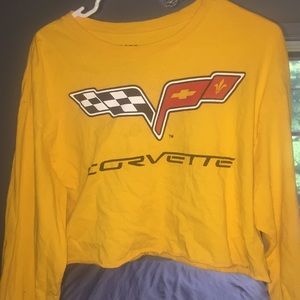 Yellow corvette logo cropped long sleeve shirt